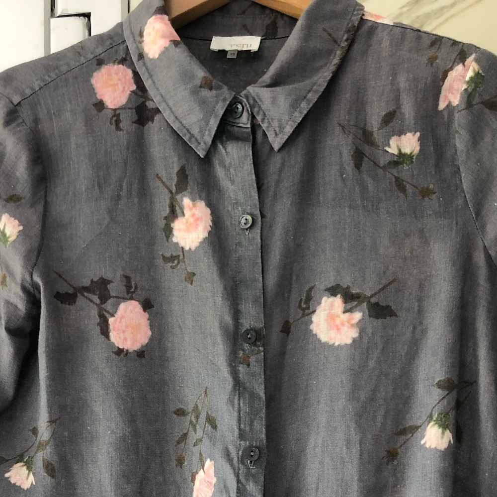 Floral Linen Coastal Grandmother Shirt